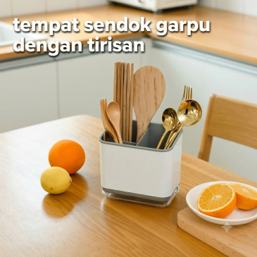 Rak tempat penyimpanan wadah sendok garpu dengan tirisan