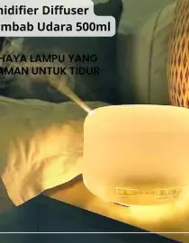 Humidifier Diffuser Aromaterapi 500ml dengan Remote - Pelembab Udara Ultrasonic 7 Warna LED