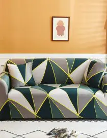 Cover Sarung Penutup Sofa Motif Geometric Green Uk. 3 Seater 190-230cm
