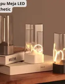 Lampu Meja LED Estetik Minimalis Crystal Lamp - Lampu Tidur Dekorasi Kamar Modern Rechargeable