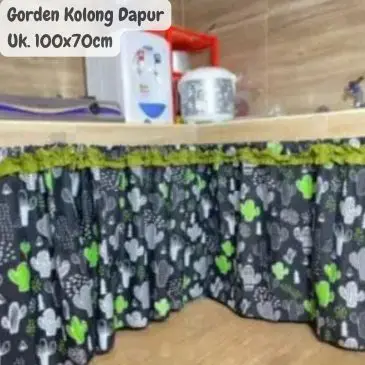 Gorden Penutup Kolong Meja Dapur Kaktus Black 100x70cm