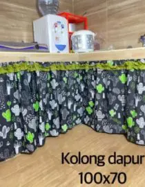 Gorden Penutup Kolong Meja Dapur Kaktus Black 100x70cm