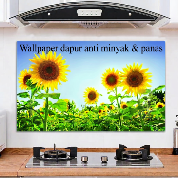 Wallpaper Dapur Anti Minyak dan Tahan Panas Motif Bunga Matahari Uk. 75x45cm