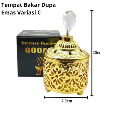 Tempat Bakar Bukhur / Dupa Mabkharah Bahan Logam Emas Variasi C