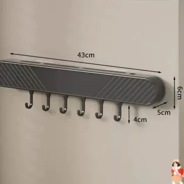 Rak Pisau Dapur Tanpa Bor Tempat Pisau Dinding Kuat Serbaguna 6 Kait CK705 Abu" - Gambar 3
