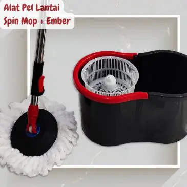 Alat Pel Lantai Spin Mop Putar Otomatis Plastik + Ember