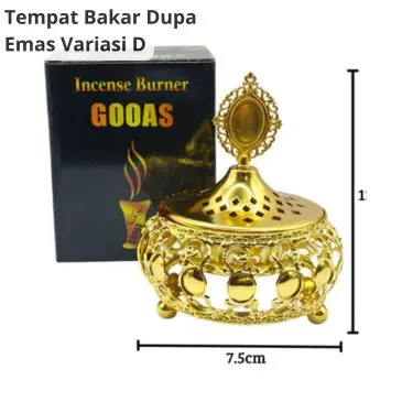 Tempat Bakar Bukhur / Dupa Mabkharah Bahan Logam Emas Variasi D