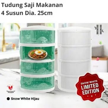 Tudung Saji Tempat Menyimpan Makanan 4 Susun Dia. 25cm Snow White Hijau