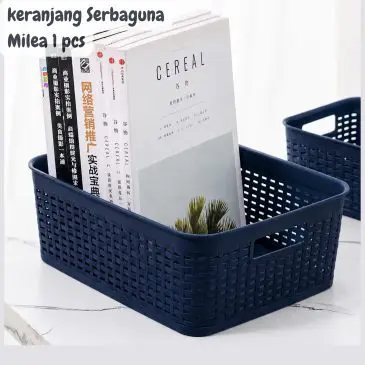 Keranjang Plastik Penyimpanan Serbaguna Milea Navy