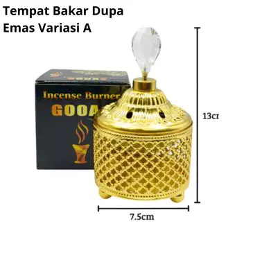 Tempat Bakar Bukhur / Dupa Mabkharah Bahan Logam Emas Variasi A
