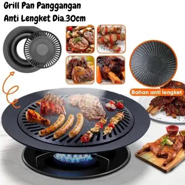 Grill Pan Panggangan Model Wajan Bulat Anti Lengket Serbaguna Dia. 30cm