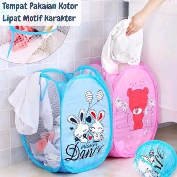 Tempat Pakaian Kotor Lipat Motif Karakter
