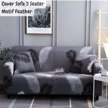 Cover Sarung Penutup Sofa Motif Feather Uk. 3 Seater 190-230cm