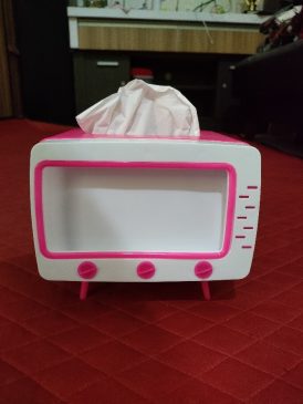 Kotak tisu model tv pink fanta