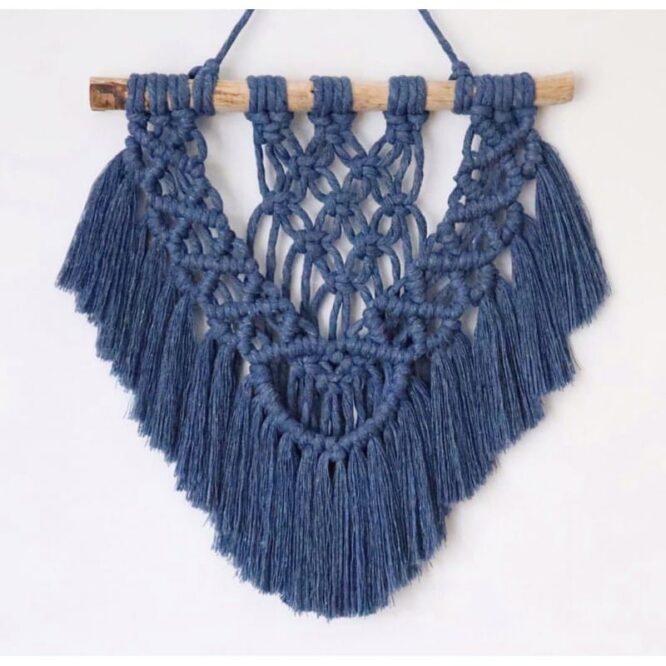 hiasan dinding macrame navy