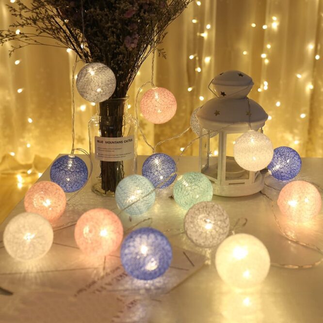 Led cotton ball warna (pink, biru, hijau, krem)3