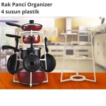 Rak Panci Holder Organizer 4 Susun Material Plastik ABS Tinggi 50cm
