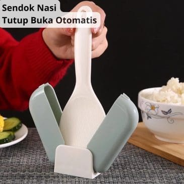 Sendok Centong Nasi Otomatis Dengan Tutup Buka Tutup