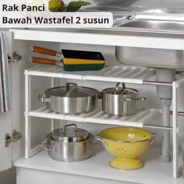 Rak Panci Bawah Wastafel & Dalam Lemari 2 Susun Serbaguna