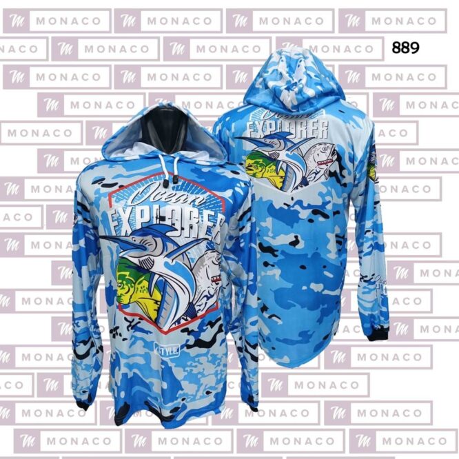 Jersey Hoodie sepeda mancing mania ocean explorer biru