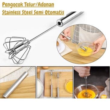 Pengocok Telur Alat Pengaduk Adonan Multifungsi Stainless Steel Semi Otomatis