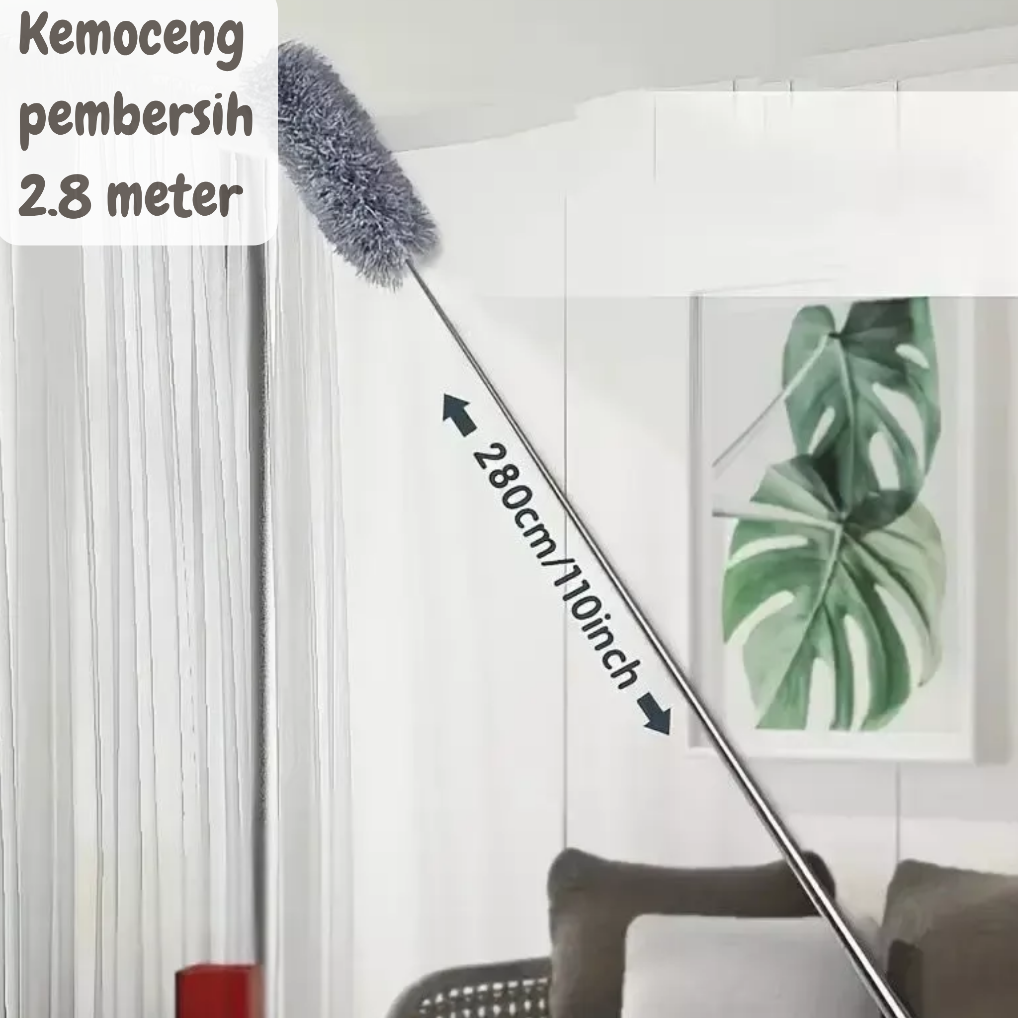 Kemoceng Pembersih Debu dan Langit Rumah Adjustable Bisa Ditekuk 2.8 Meter