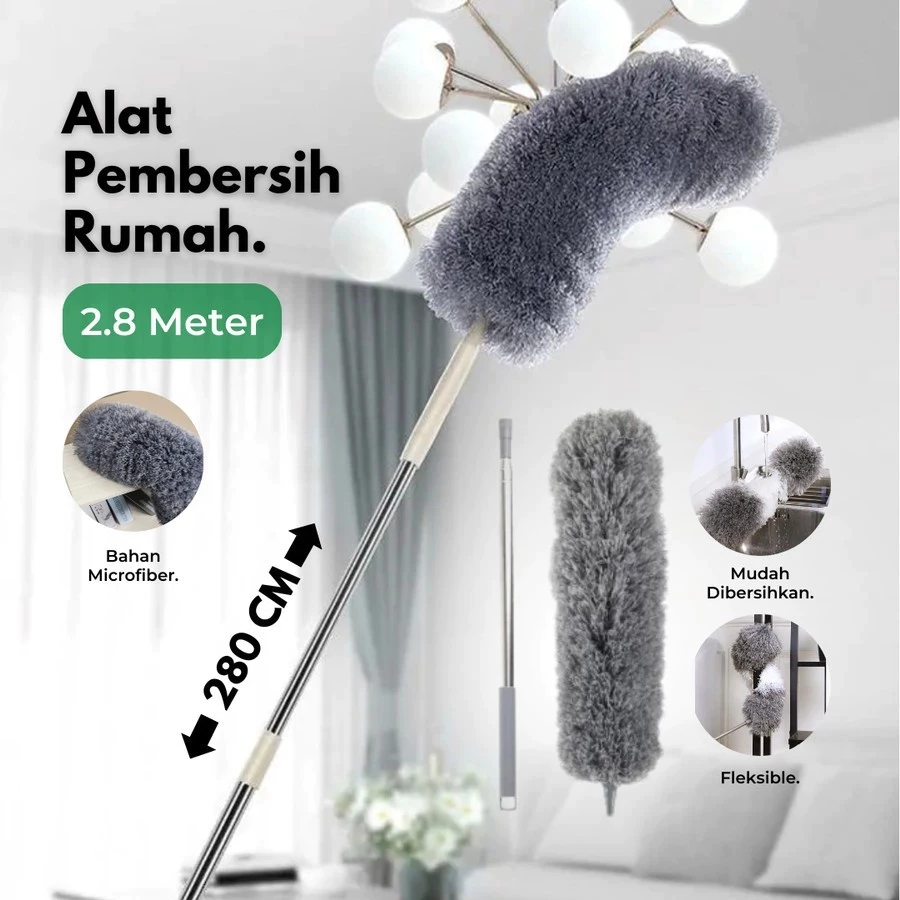 Kemoceng Pembersih Debu dan Langit Rumah Adjustable Bisa Ditekuk 2.8 Meter
