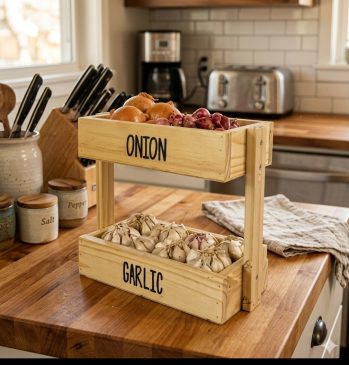 Paket Hemat Rak Tempat Rempah Dapur 2 Tingkat + Spatula 5in1 Bahan Kayu - Gambar 2