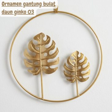 Ornamen gantung bulat daun ginko 03