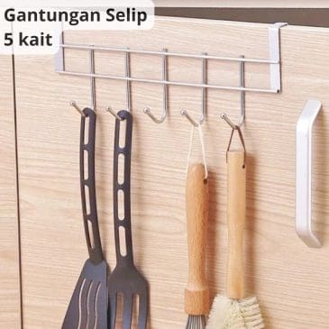 Kapstok Gantungan Baju Besi 5 Kait Gantungan Model Selip Stainless Steel