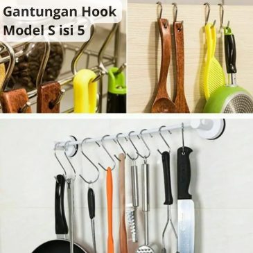 Cantolan Gantungan Hook Stainless Steel Serbaguna Model S Isi 5