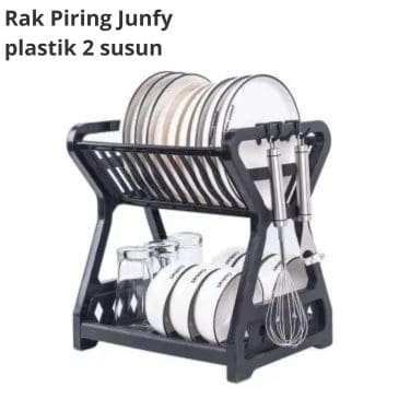 Rak Piring Junfy Minimalis Bahan Plastik 2 Susun