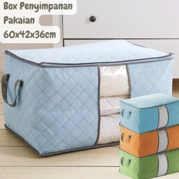 Box Tempat Penyimpanan Pakaian Sprei dan Selimut Anti Bau dan Lembab Tanpa Besi Penyangga Horizontal Ukuran 60x42x36cm