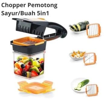 Chopper Alat Pemotong Buah dan Sayur 5in1 Dengan Wadah