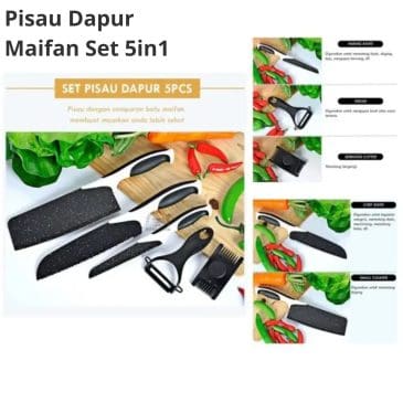 Pisau Dapur Maifan Black Set 5in1