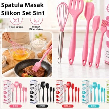 Spatula Masak Bahan Silikon Tahan Panas Set Peralatan Masak 5in1