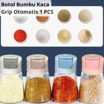 Botol Tempat Bumbu Dapur Kaca Grip Otomatis Serbaguna