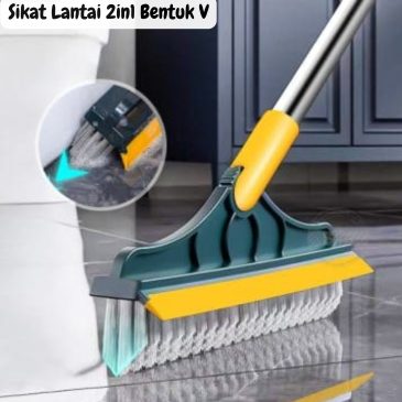 Sikat Lantai 2in1 Dengan Wiper Model Lancip V Gagang Stainless Steel
