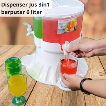 Dispenser Jus dan Air Minum Kulkas 3in1 Bisa Berputar 360 Derajat Kapasitas 6 Liter