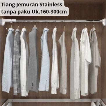 Tiang Jemuran Baju Fleksibel Stainless Steel Tanpa Paku