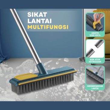 Sikat Lantai 3in1 D46 Dengan Wiper + Sisir Pembersih Gagang Stainless Steel