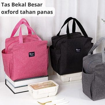 Tas Bekal Makanan Besar Aluminium Foil Tahan Panas Polos Oxford