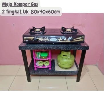 Meja Kompor Gas 2 Tungku Serbaguna 2 Tingkat Size 80x40x60cm