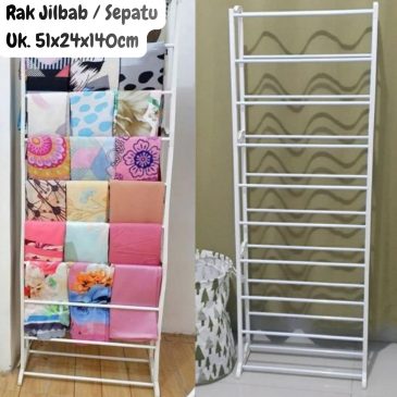 Rak Jilbab / Rak Sepatu Susun Serbaguna Dimensi 51x24x140cm