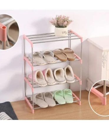 Rak sepatu stenlis 4 susun
