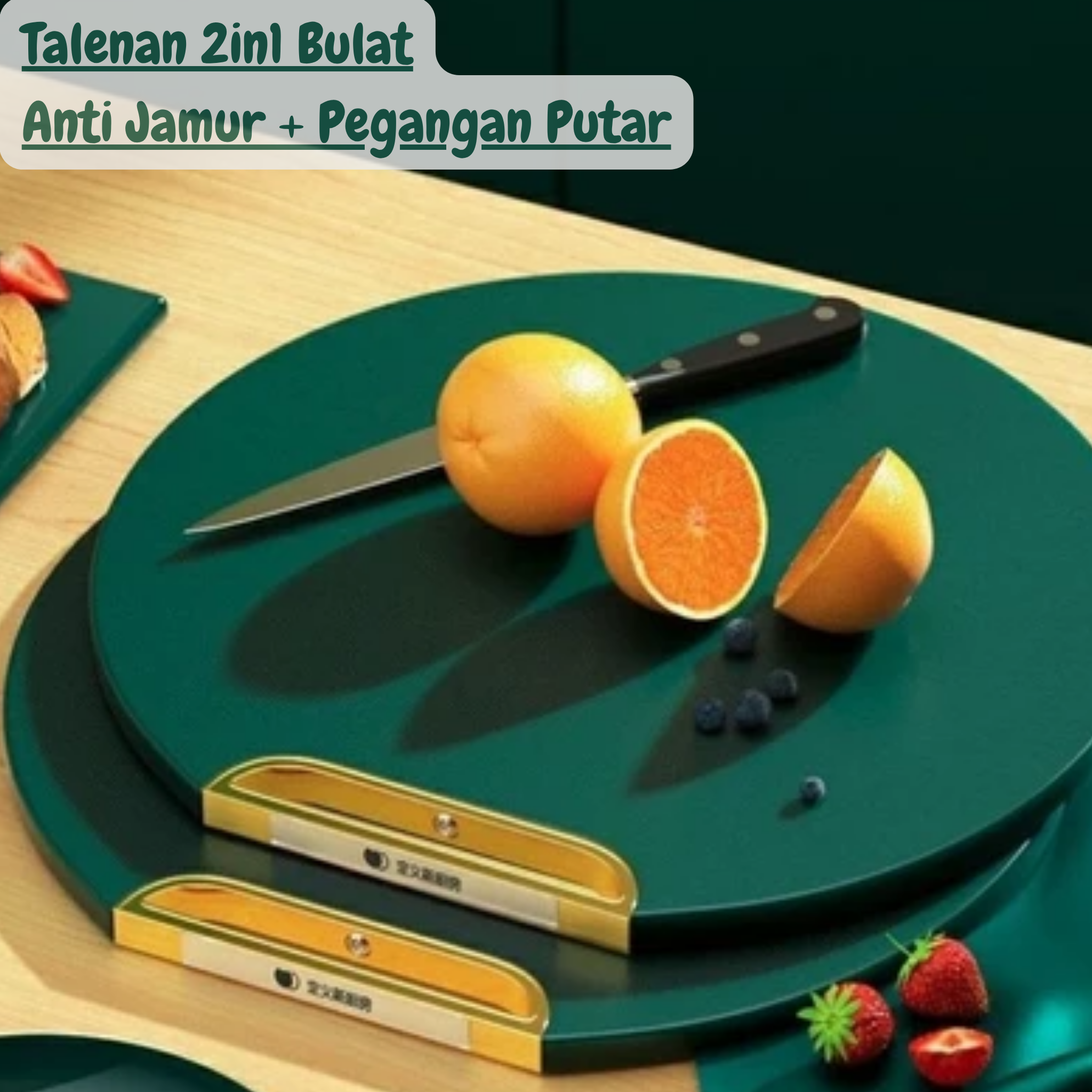 Talenan 2in1 Bulat Anti Jamur Dengan Pegangan Putar