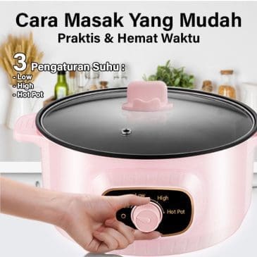 (GM Bear) Panci Listrik Multifungsi 1.2 Liter 20cm Dengan 3 Power Mode 600Watt - Gambar 2