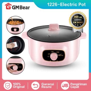 (GM Bear) Panci Listrik Multifungsi 1.2 Liter 20cm Dengan 3 Power Mode 600Watt