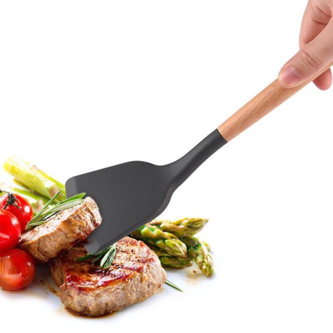 Spatula Masak Silikon Gagang Kayu1