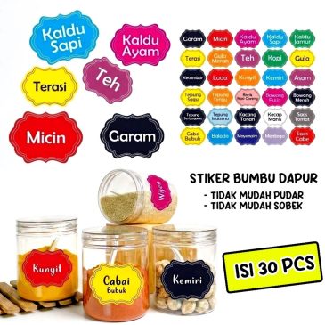 Stiker Bumbu Dapur Isi 36 Warna Random